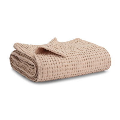  100% Cotton Waffle Weave Blanket Breathable Skin-Friendly Soft Lightweight Blankets - Perfect Warm Textured Blanket Layer - Size for Couch Bed & Sofa