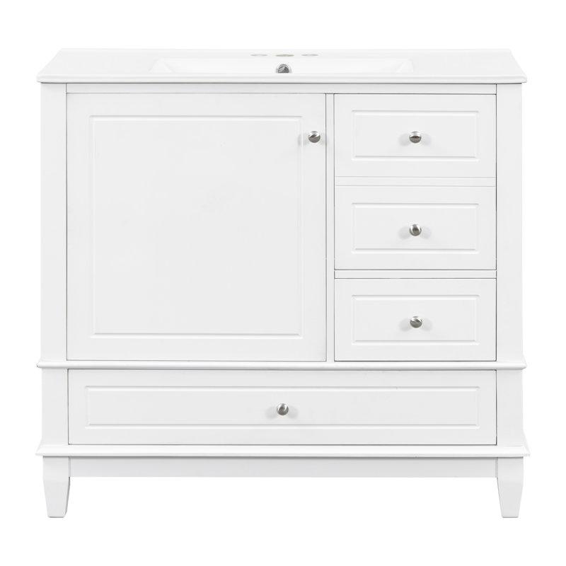 Kokkina 36" Bathroom Vanity With Ceramic Sink, White
