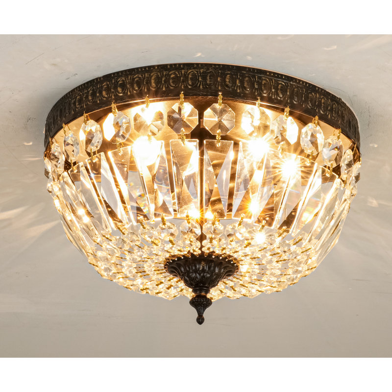 Boatner 3 - Light Crystal Flush Mount Light, Black with Gold Brushed