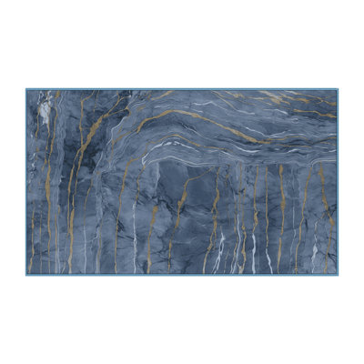 Tapis bleu lavable à la machine