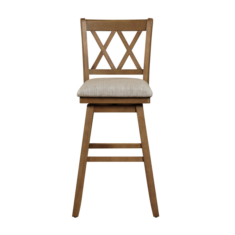 Tabouret de bar et de comptoir pivotant Renetta, Chêne, Lin beige, Tabouret de bar (siège d'une hauteur de 29 po)