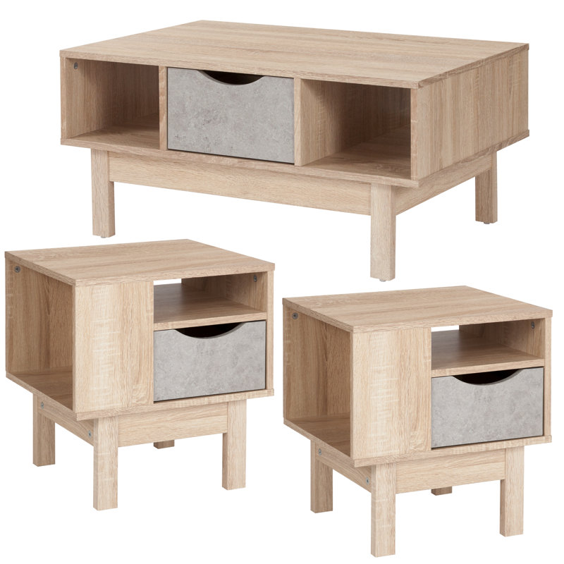 ensemble de tables basses 3 pièces Kiro, Beige