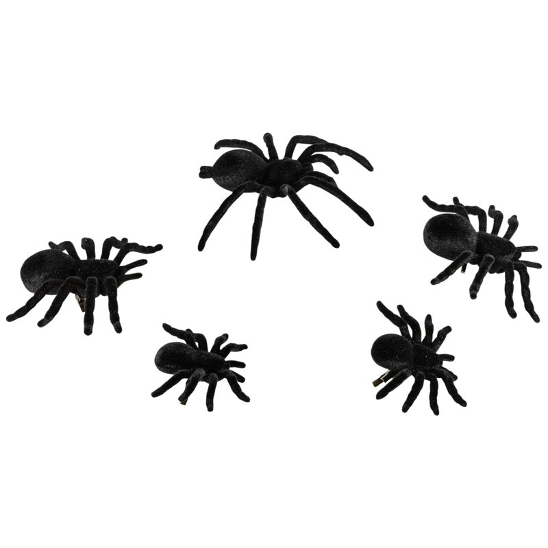 Spiders Halloween Clip-On Decorations - 9.5" - Set Of 5
