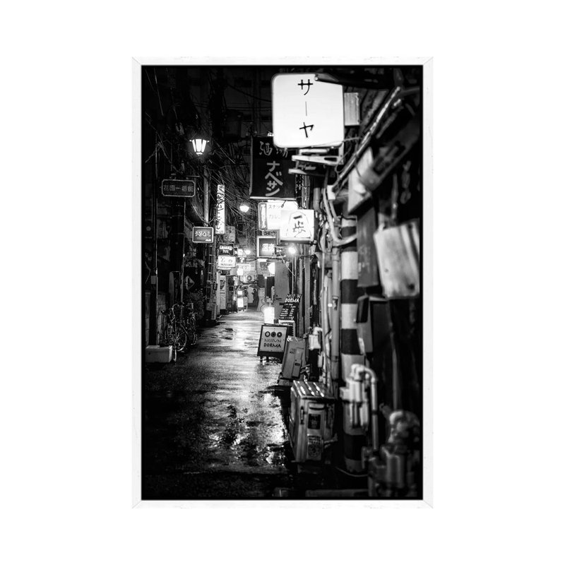 Shinjuku Golden Gai 1 Piece Wall Art on Canvas, 66.04cm H x 45.72cm W x 3.81cm D, White Floater Framed