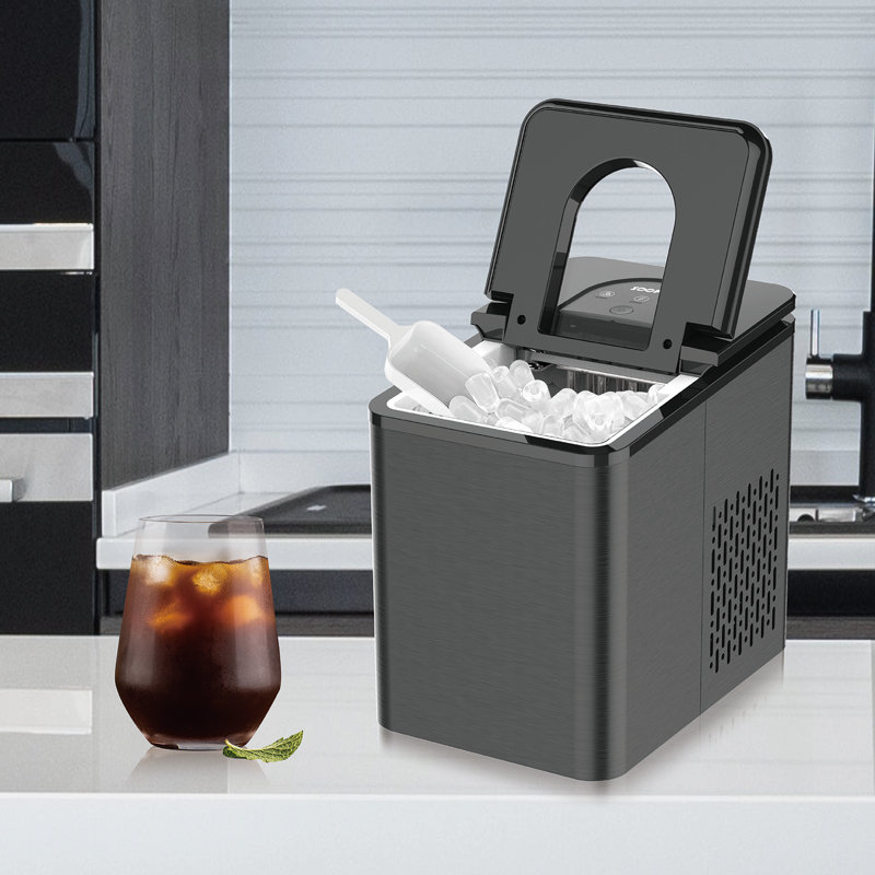 Soopyk Portable Countertop Ice Maker With Ice Scoop And Basket Two Ice Cube Size 26 Lb. Daily Capacity Black