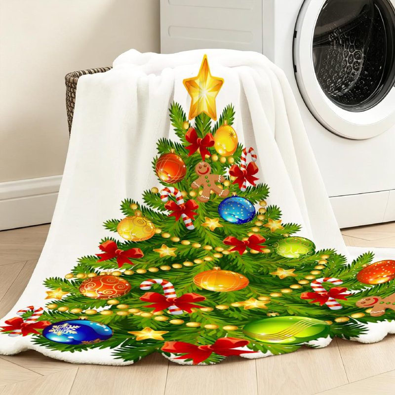 Jeté en flanelle dorée ultra douce, imprimé recto de Noël, Throw 30" x 40"