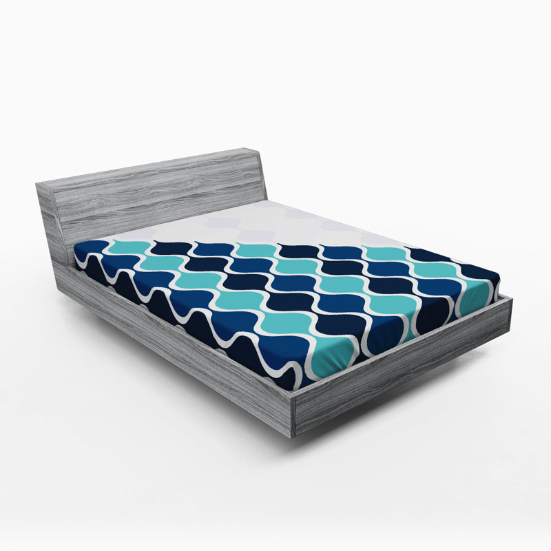 Microfiber Geometric Fitted Sheet, Queen Fitted Sheet