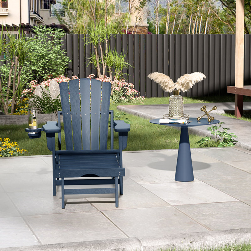Chaise Adirondack pliante avec repose-pieds Azariyah,  Marine