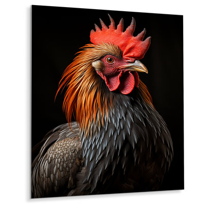 Portrait de coq noir - décoration murale animaux en métal