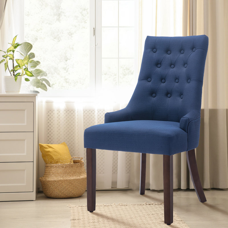 51cm H Tufted Fabric Upholstered Side Chair, Blue