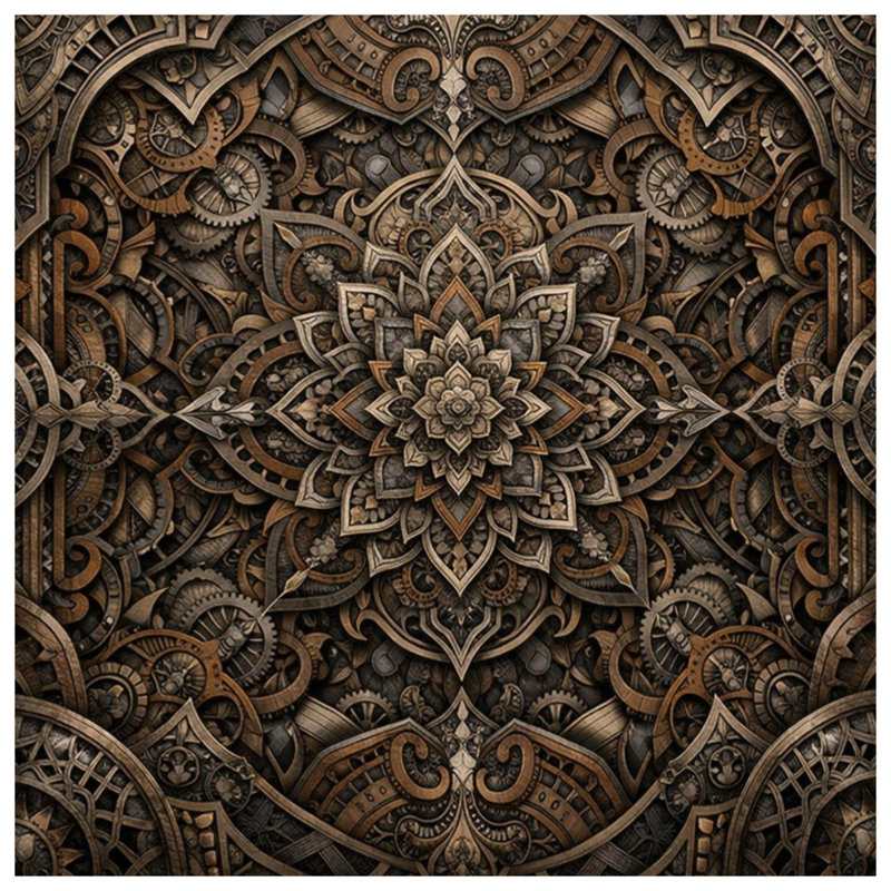 Toile tendue complexe sur toile mandala Steampunk en plusieurs tailles, 20 x 24 inches