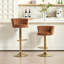 Ensemble de 2 tabourets de bar avec repose-pieds chromé et base pivotante à hauteur réglable en velours