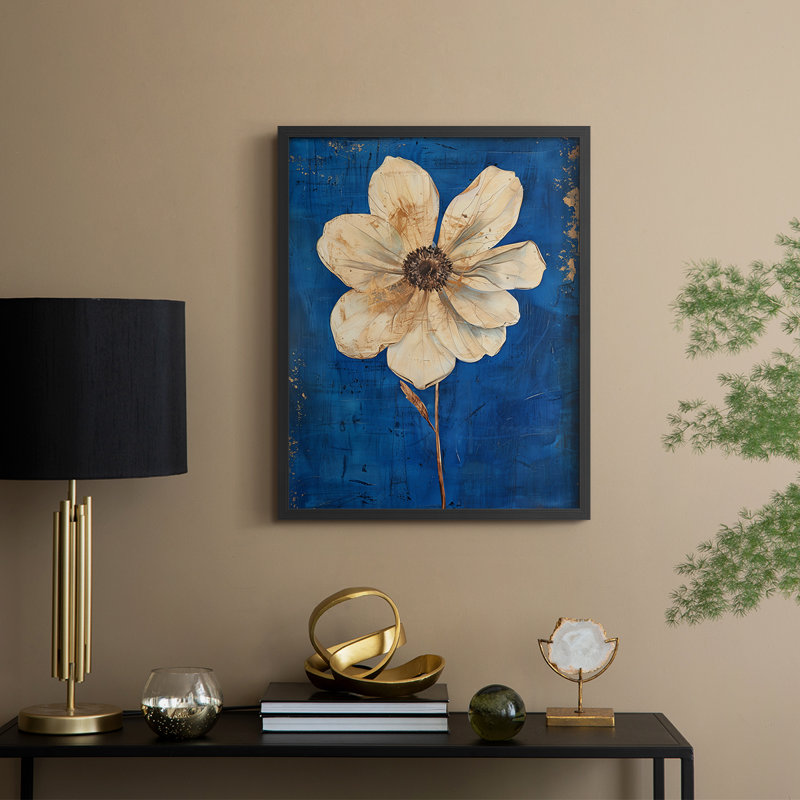 Série FLORAL LXVII - reproduction encadrée de qualité supérieure - prête à être accrochée - aucun clou requis, Noir