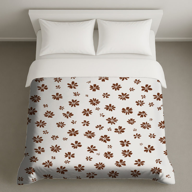 Housse de couette à motif floral Boho Boho, Housse de couette pour grand lit, Floral brun