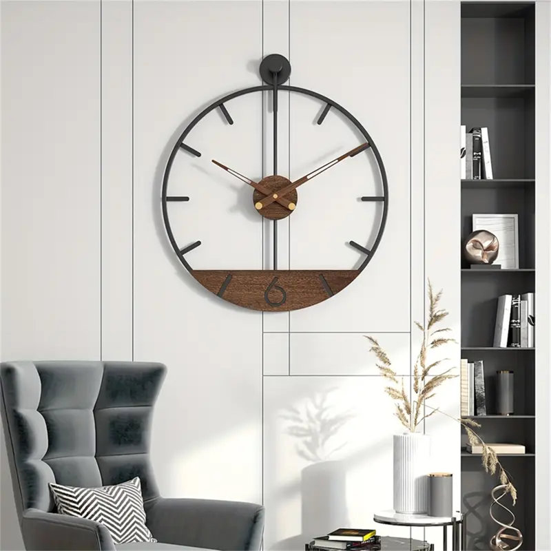 Vintage European-style Walnut Wood Wall Clock With Silent Movement - Perfect For Living Room, Bedroom, Or Entryway Decor