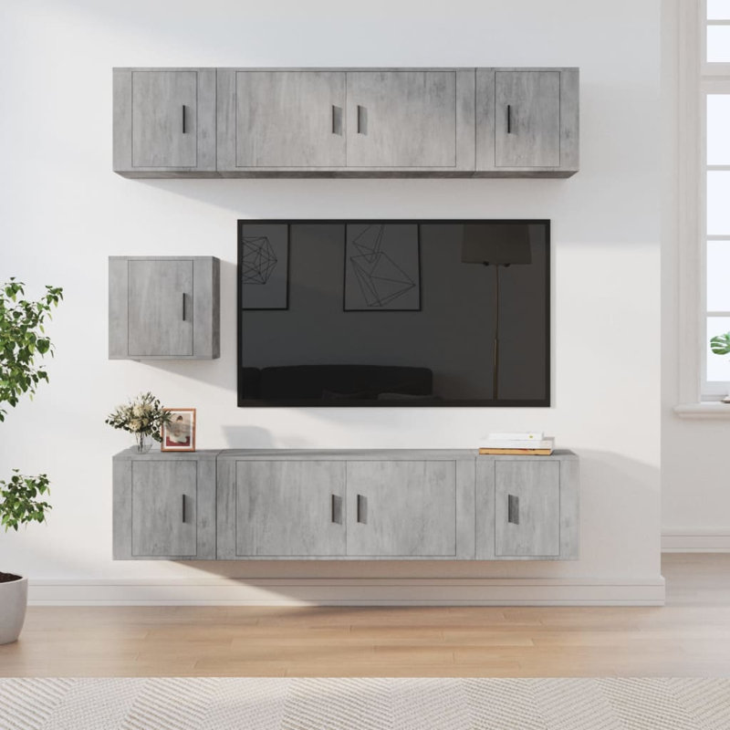 Alsen Unfinished Floating TV Stand for TVs up to 78", Concrete Grey