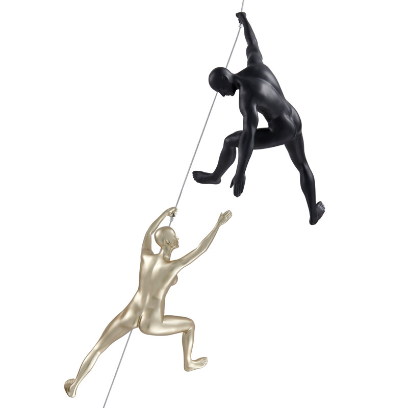Ensemble de 2 sculptures Sariel, Noir / or
