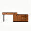 Coiffeuse extensible marron de style milieu du siècle avec meuble de rangement intégré