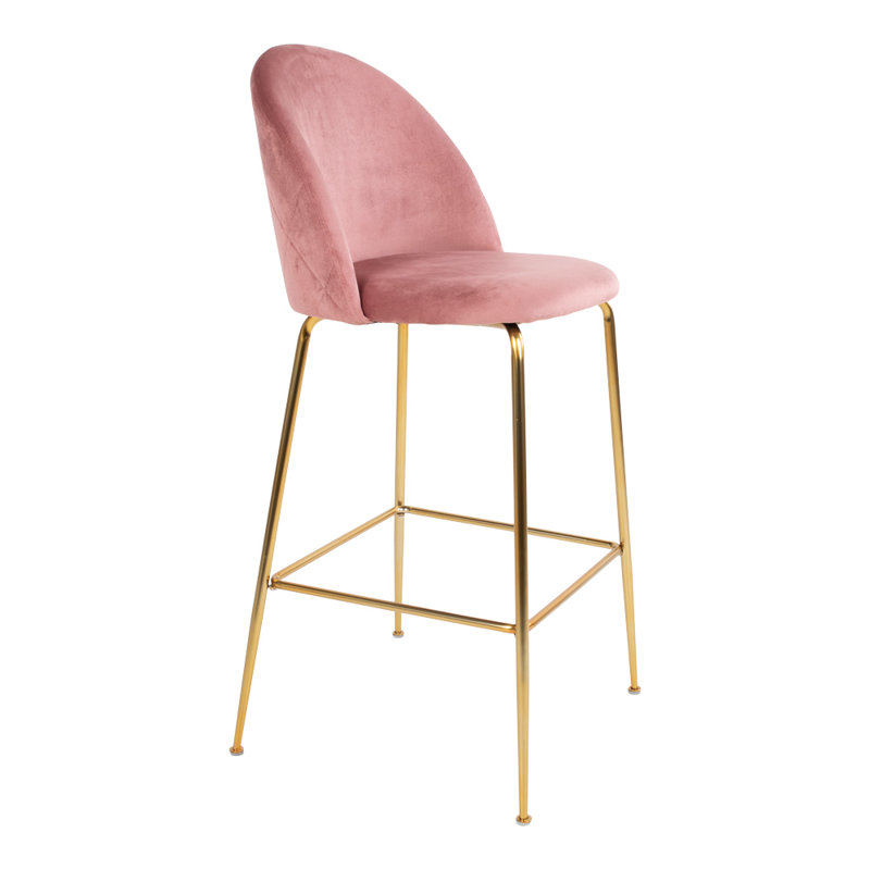 Pontefract Upholstered Counter Stool with Metal Frame, Brass, Rose