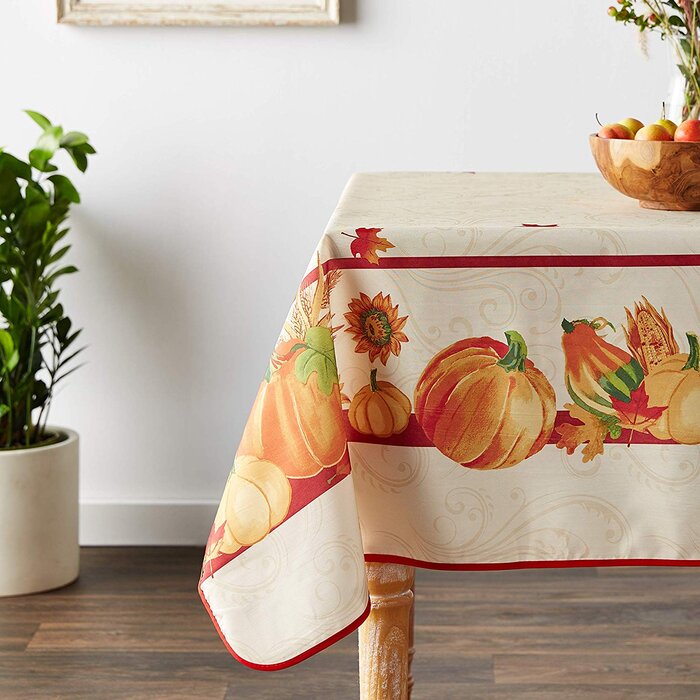 The Holiday Aisle® Floral Thanksgiving Polyester Tablecloth & Reviews ...