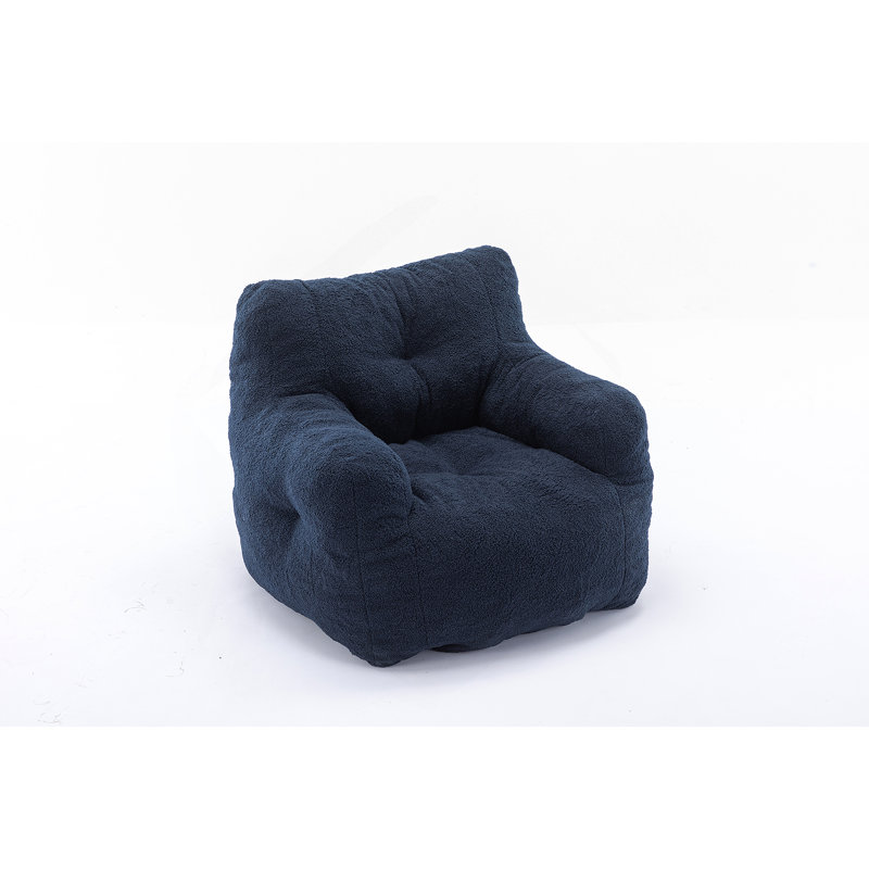 Fabric Bean Bag Chair, Dark Blue Teddy