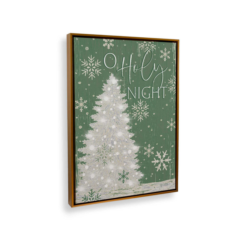 «O Sainte nuit, arbre de Noël» par Annie Lapoint, reproduction d'art, L 36 x H 48, Or, Toile avec cadre