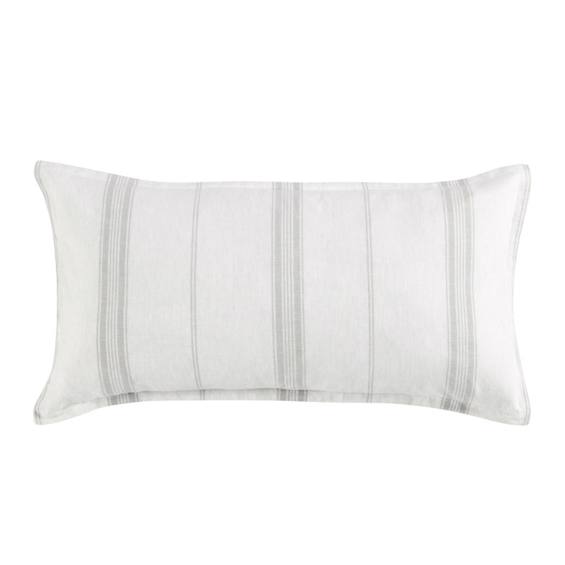 Fleta Stripe Cotton Blend Sham, King, White/Gray Stripe