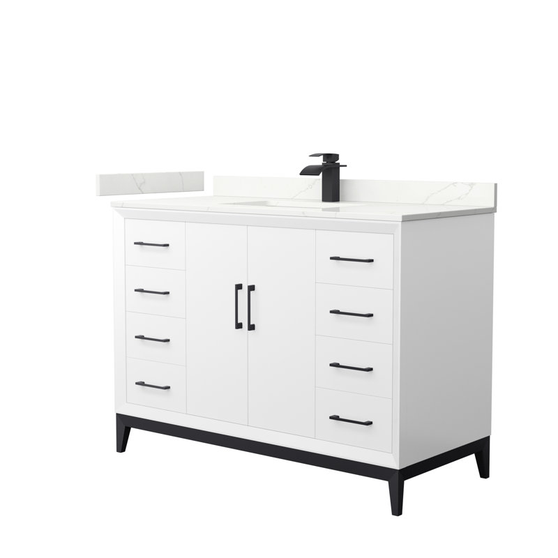 Single Vanity, Giotto Quartz, 42", Matte Black