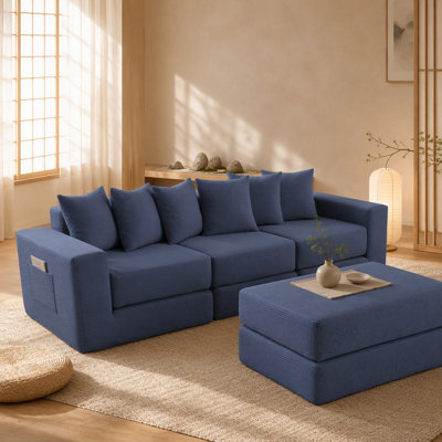 Newly Arrived 10-in-1 Convertible Sofa Sectional, Corner Couch, Floor Sleeper with Side Pocket, No Assembly, Ideal for Family and Small Spaces
