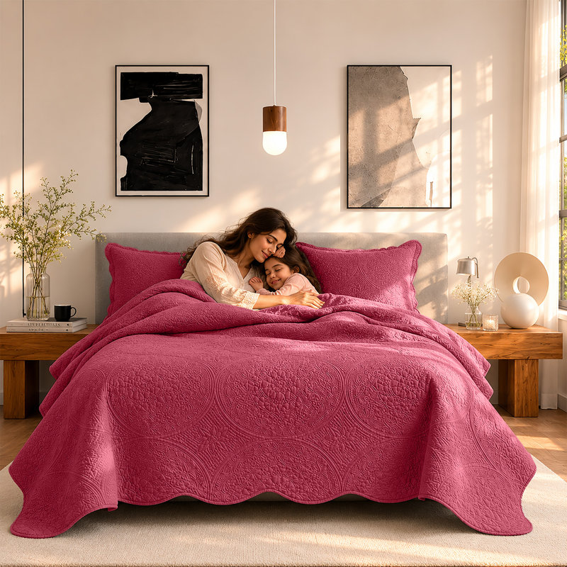 Literie Moonlight à motif floral surdimensionné – Literie respirante et réversible pour toutes les saisons, Queen, Bourgogne