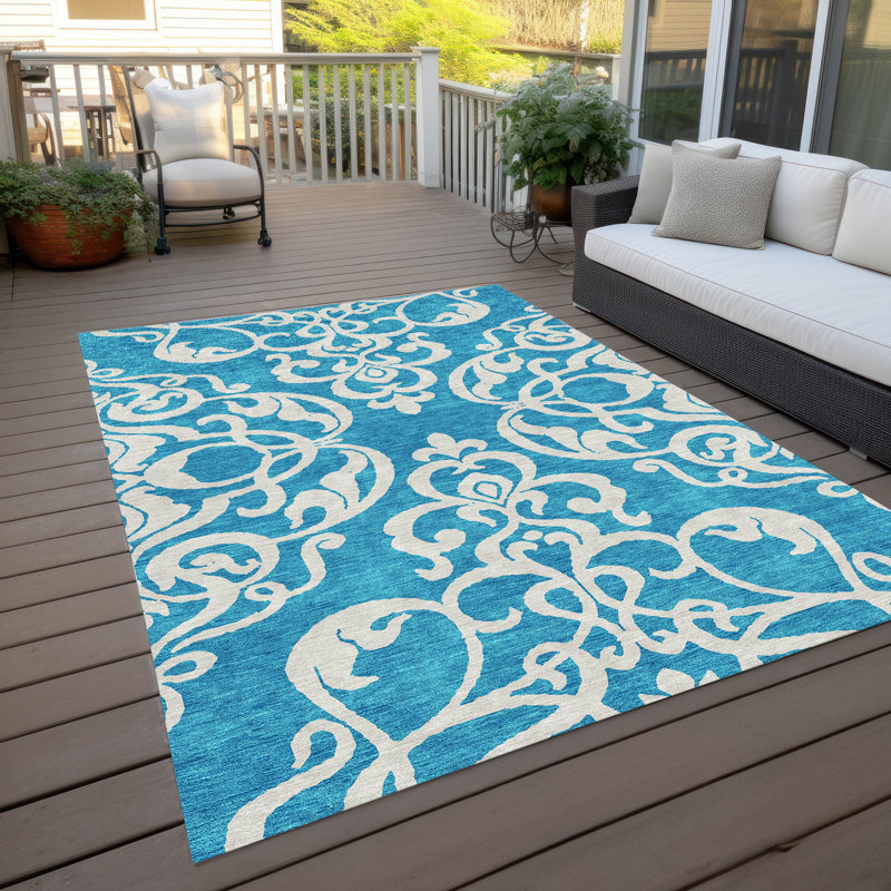 Chayden Washable Damask Indoor / Outdoor Rug, Rectangle 8' x 10'