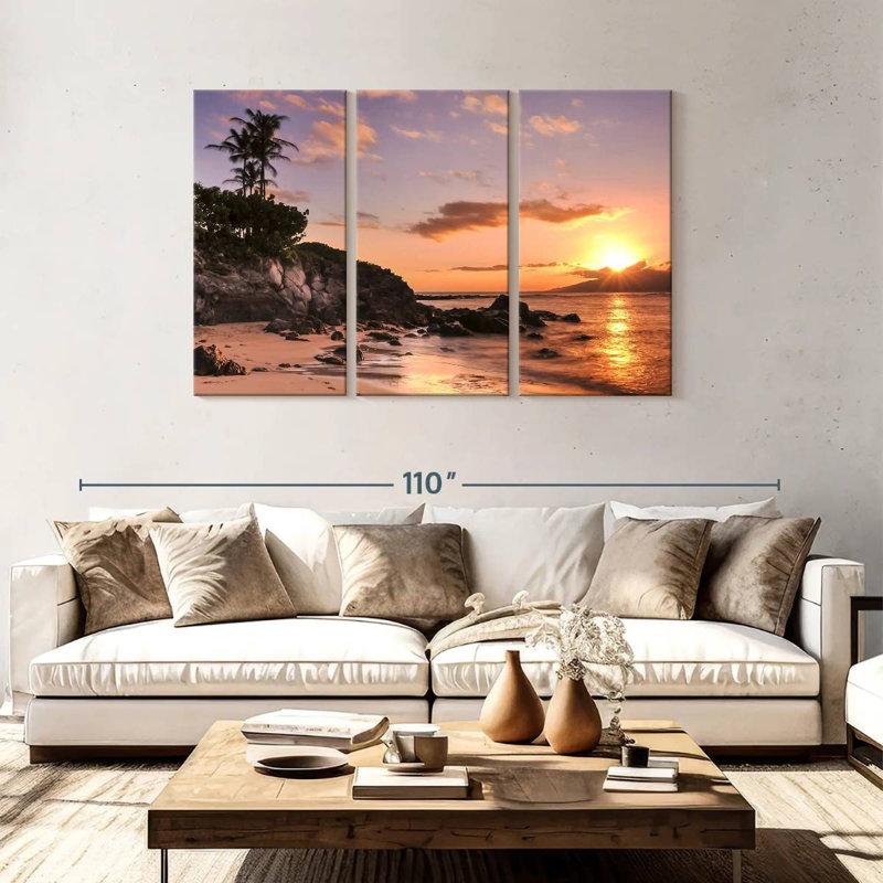 Gillard Kapalua Gillard coucher de soleil, H 48 po x l 74 po