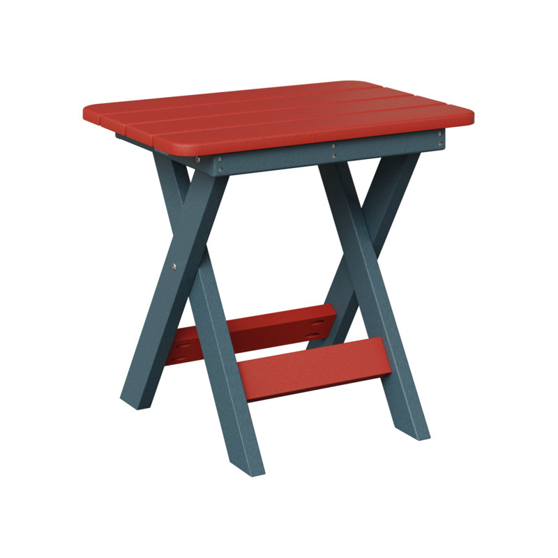 Berlin Gardens Folding End Table, Scarlet Red, Slate