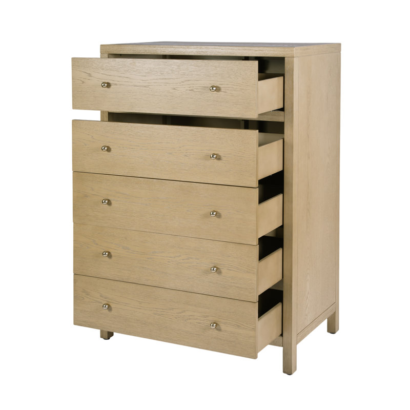Commode 5 tiroirs Celine, Brun chêne clair