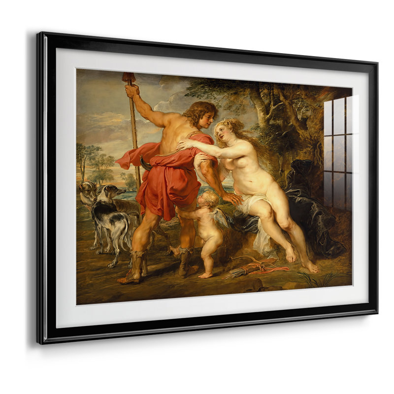 Venus and Adonis-Peter Paul Rubens-Toile tendue avec châssis-c. 1635, 30 x 5 x 42,5, Impression encadrée, Noir