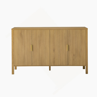Storage Cabinet With Adjustable Shelves, 4-Door Sideboard With Storage Racks And Side Hooks, Wooden Cabinet With Aluminum Handles For Living Room, Dining Room