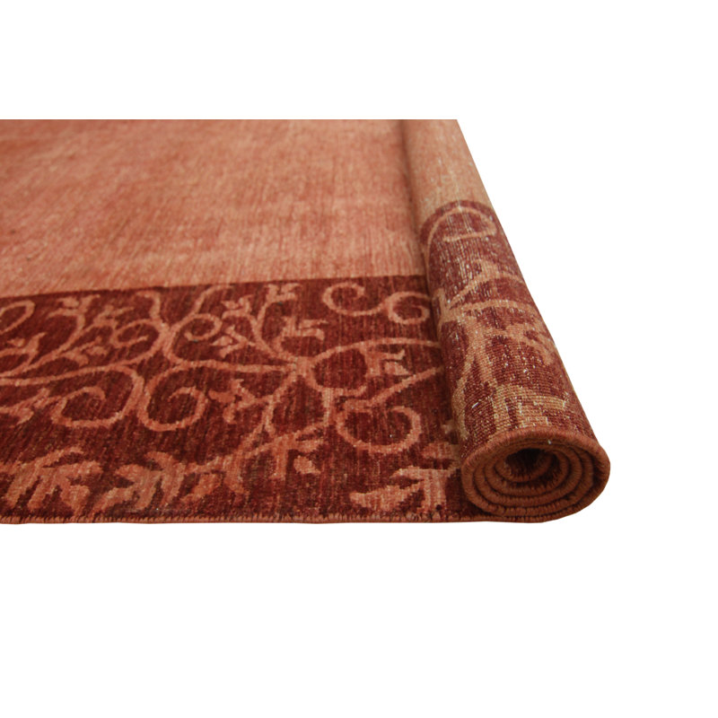 Tapis de zone en laine noué la et rouge 8 pi x 9 pi one-of-kind Matlock
