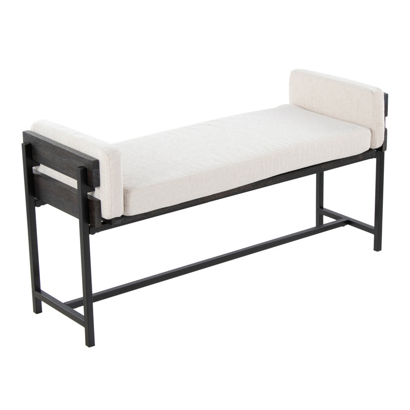 Banc de ferme 18 po avec métal, Crème, crème