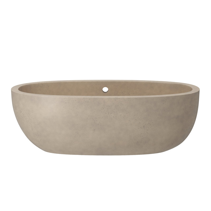 Avalon NativeStone Freestanding Soaking Cement Bathtub, Sand, 22" H x 36" W x 66" L