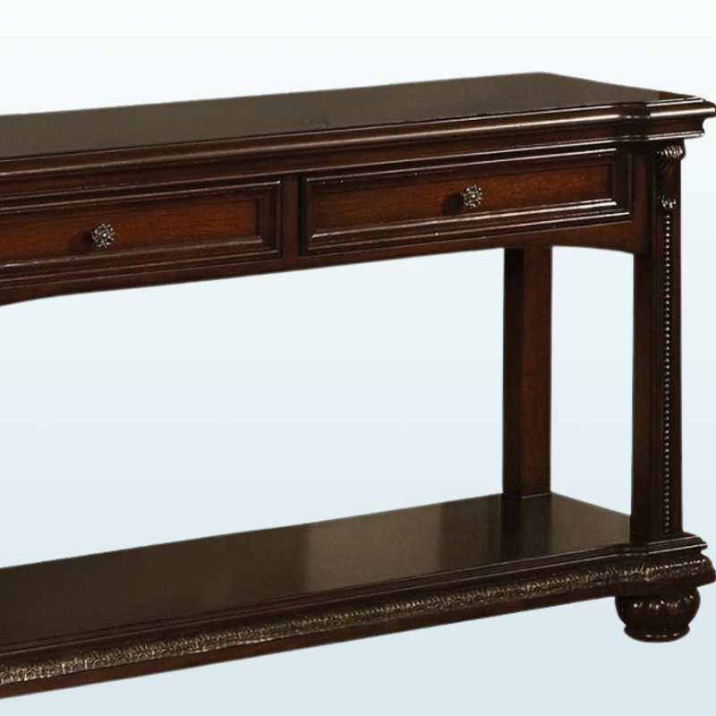 Modern Aurora Sofa Table in Cherry – Traditional Wooden Console Table with Two Drawers & Bottom Shelf