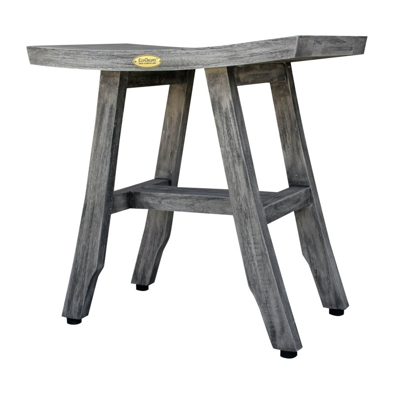 Satori 18 in. W x 12 in. D Teak Shower Bench in Coquina Grey, Dark Grey