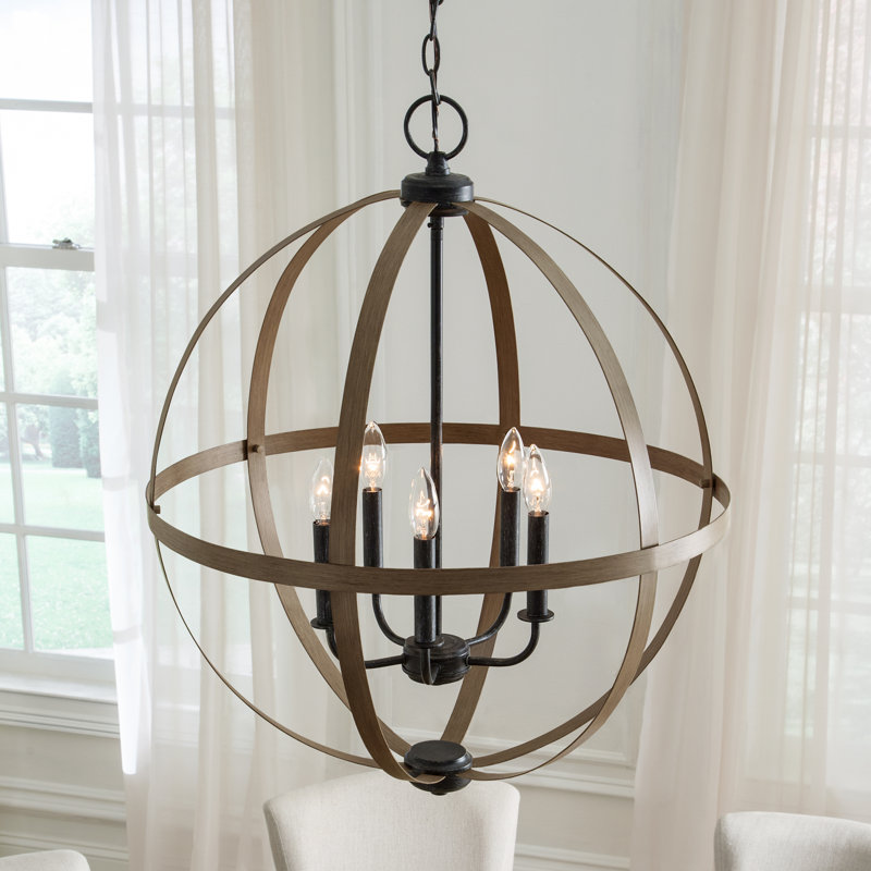 5 - Light Dimmable Globe Chandelier