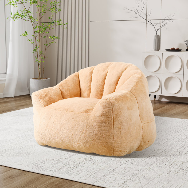 Bean Bag Chair,Tufted Lazy Sofa Comfy Chairs, Fausse fourrure brune