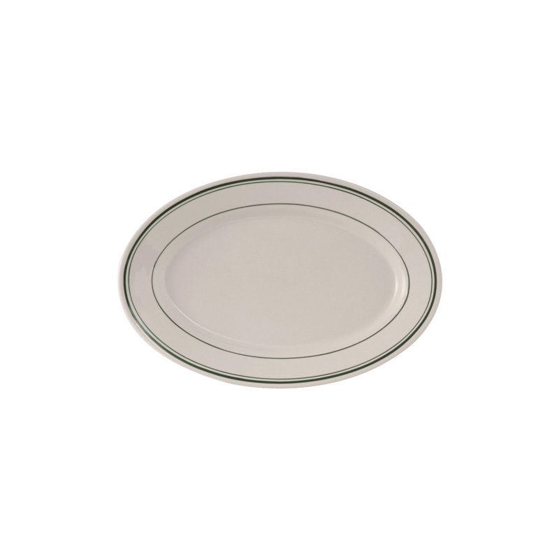 Tuxton Green Bay Ceramic Platter, 0.5" H x 8.25" W x 5.75" D
