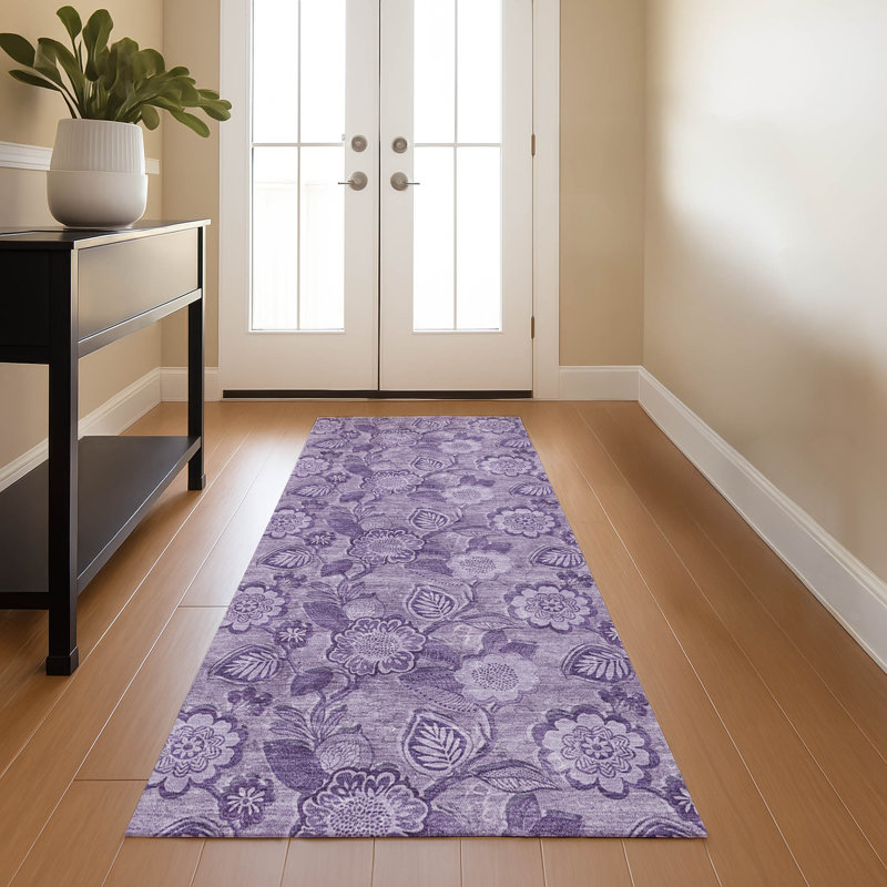 Premium Machine Washable Ralston AMF1939 Floral Rug, Runner 2'3" x 7'6"