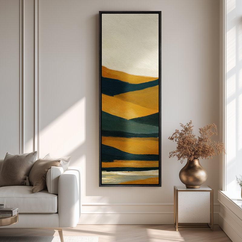 Grand art mural sur toile encadrée, impression de paysage de montagne , H 60 po x l 20 po, Noir