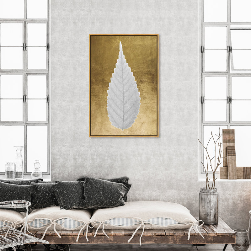 Feuille en or II - impression, H 45 po x l 30 po, Toile encadrée d'or