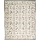 Hand-Knotted High-Quality Ivory and Ivory Area Rug