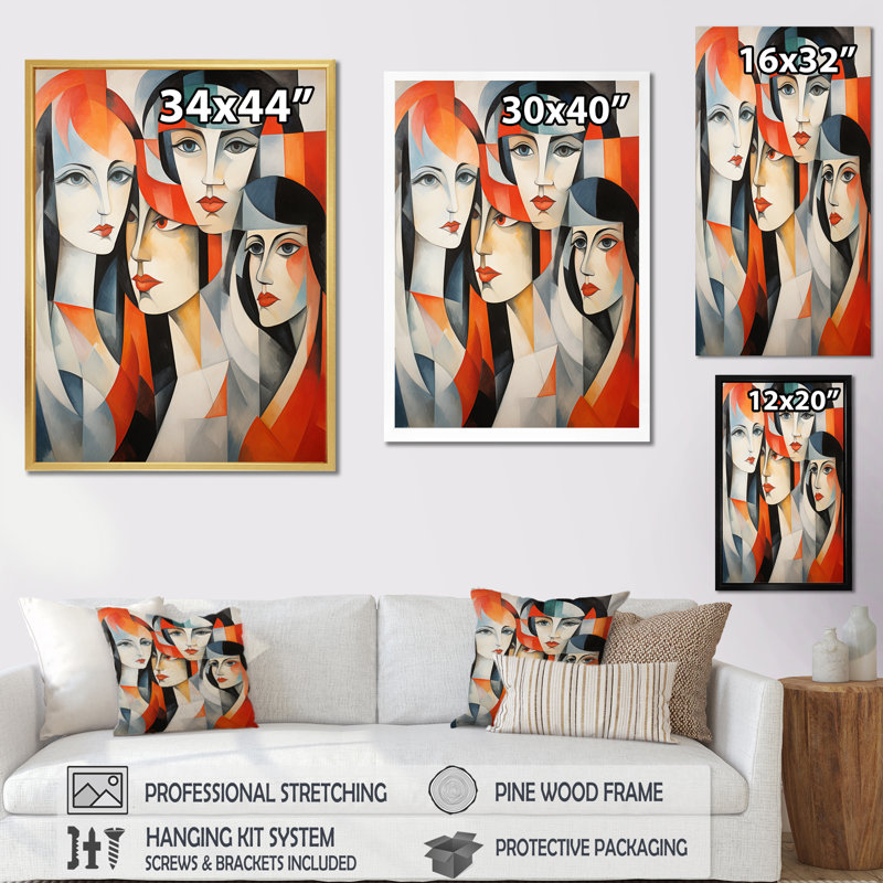 Impression sur toile, ontine cubisme, Les Demoiselles Davignon I, H 32 po x l 24 po x P 1 po, Toile tendue