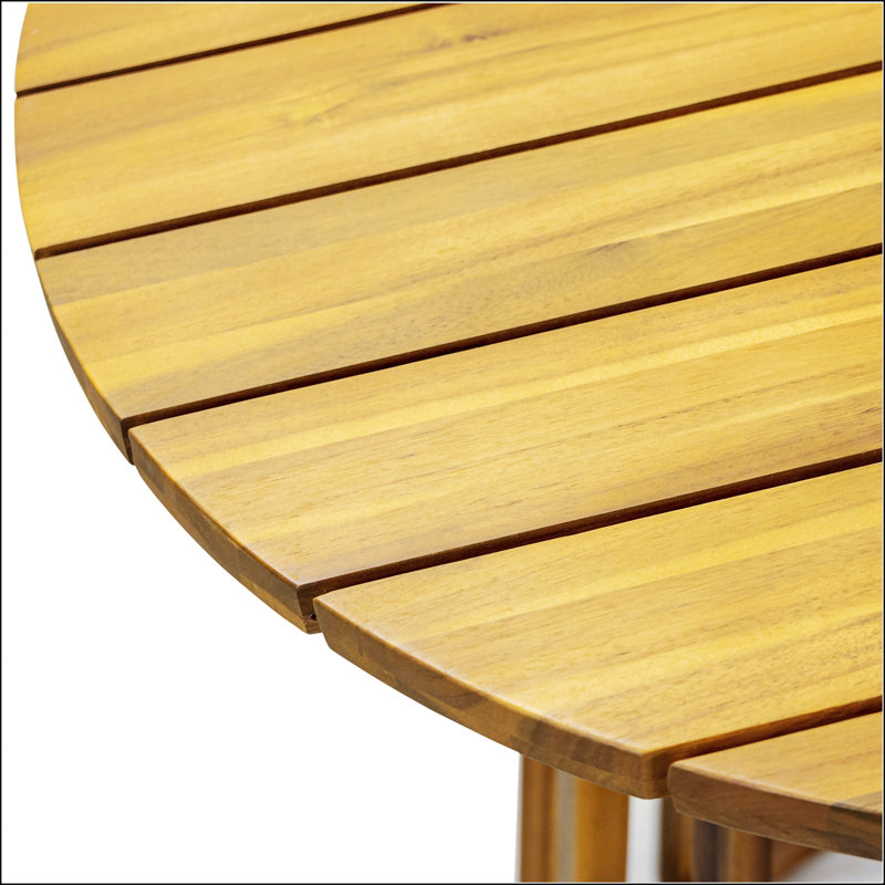 Outdoor Round Top Acacia Wood Dining Table, Durable And Weather-Resistant For Elegant Alfresco Gatherings